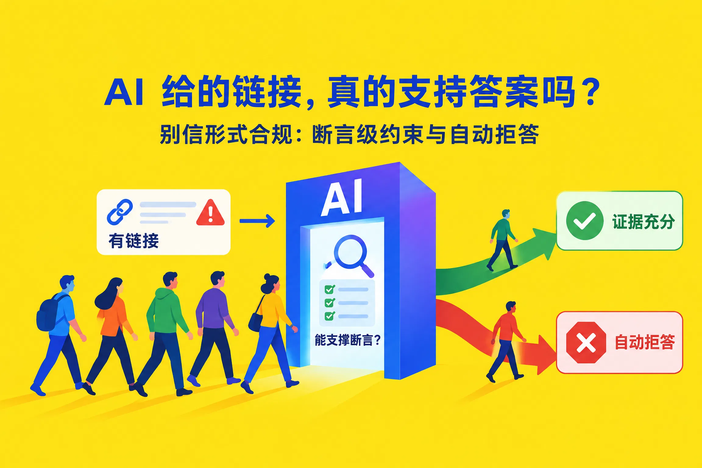 AI 给的链接不支持答案？别信“形式合规”，试试断言级约束与自动拒答